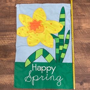 Happy Spring Outdoor flag Measures approximately 41.5” x 28”